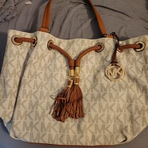 Michael Kors Cream and Brown Tote Bag